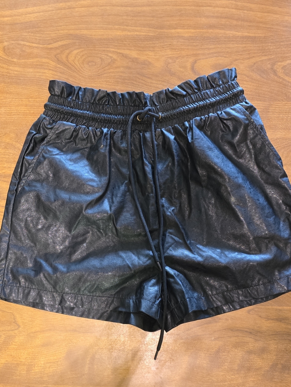 Judith March Nwt Faux Leather Black Drawstring Women's Shorts
